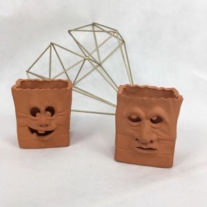 Clay Jack O'Lantern Luminaire Style Candle Holders